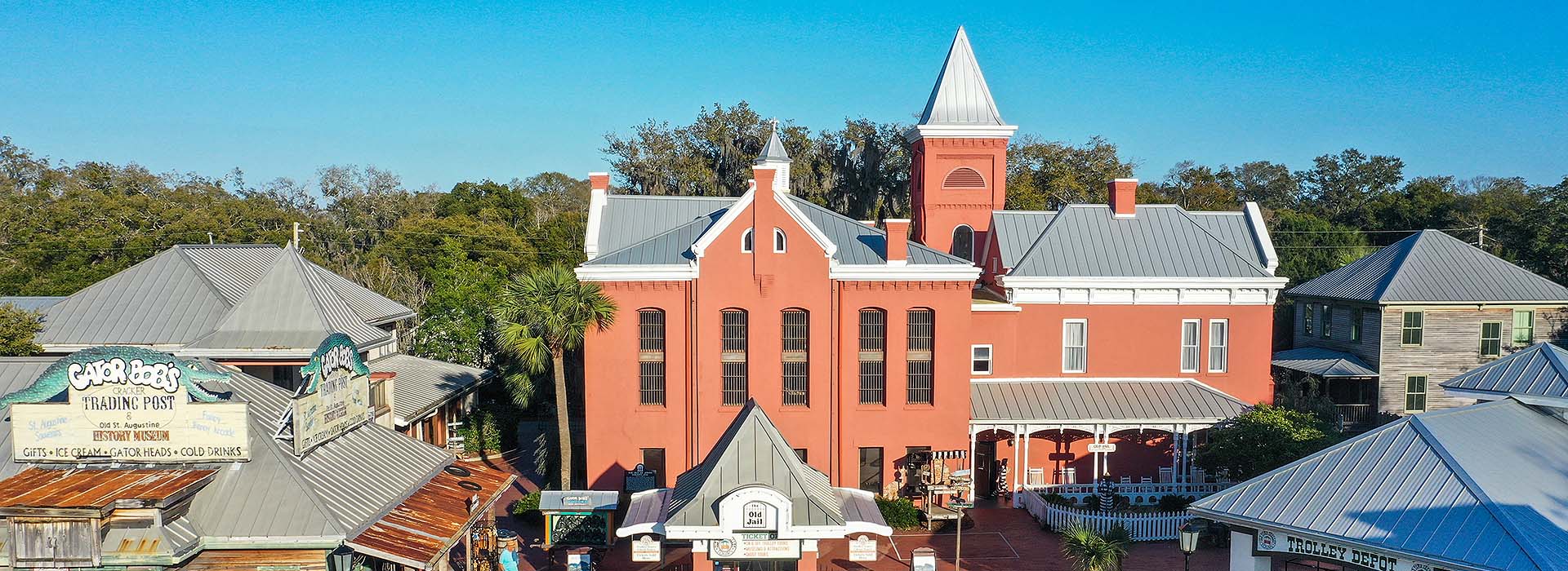 exterior aerial view of the Old Jail in St. Augustine